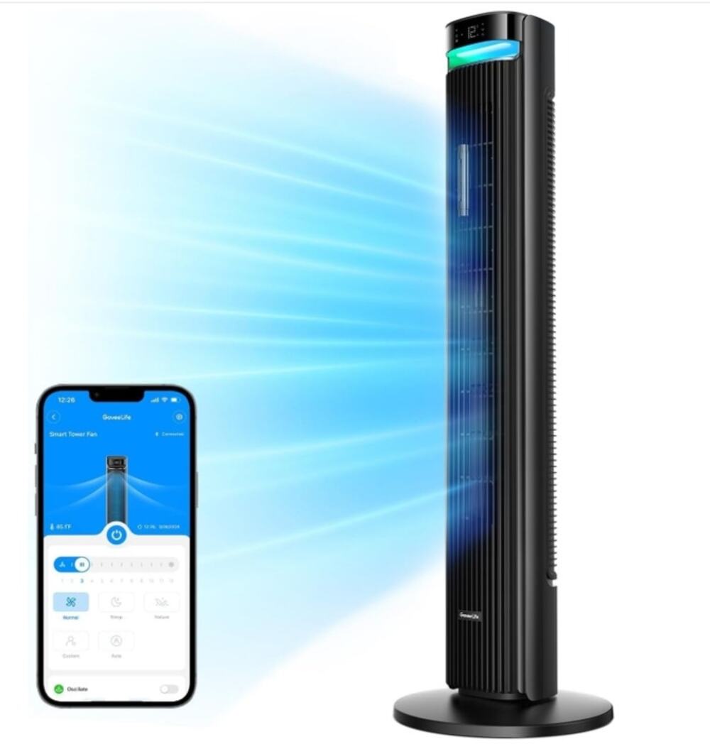 GoveeLife H7105 Smart Tower Fan 2 Max 42 Inch Black New Open Box